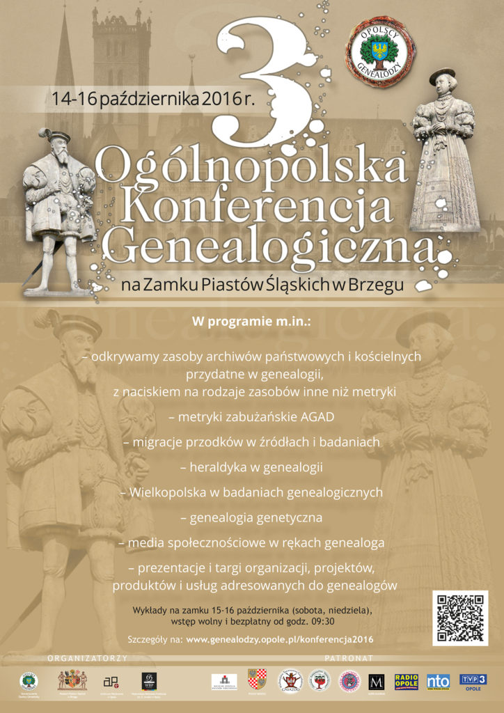 konferencja genealogiczna Brzeg 2016 (plakat)