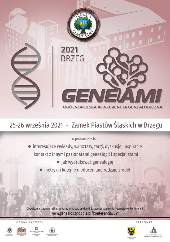 plakat konferencji GENEAMI 8. Brzeg 2021