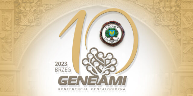 grafika konferencji genealogicznej Geneami Brzeg 10 (2023), projekt: Paweł Szymański