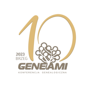 logo konferencji genealogicznej Geneami Brzeg 10 (2023), projekt: Paweł Szymański